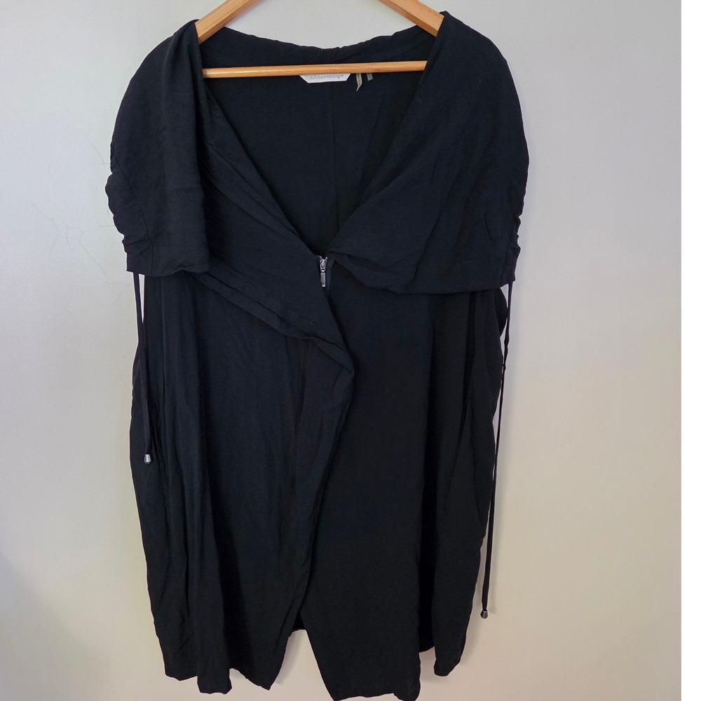 Soft Surroundings Black Rayon Zip Drape Vest Lagenlook Plus Size 3X